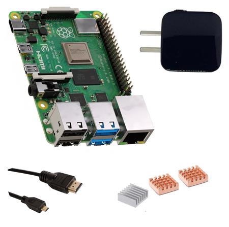 Kit Raspberry Pi 4 2Gb E14 + Fuente 3A C + Disipadores + microHdmi 